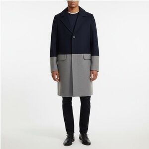 Tommy Hilfiger men’s WOOL LONG coat jacket gray blue LARGE NWT
